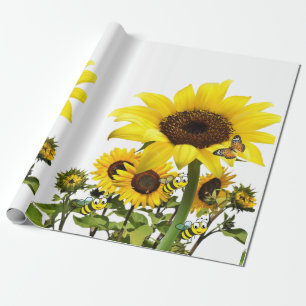 Sunflower Bumblebee ButtterflyMatte Wrapping Paper