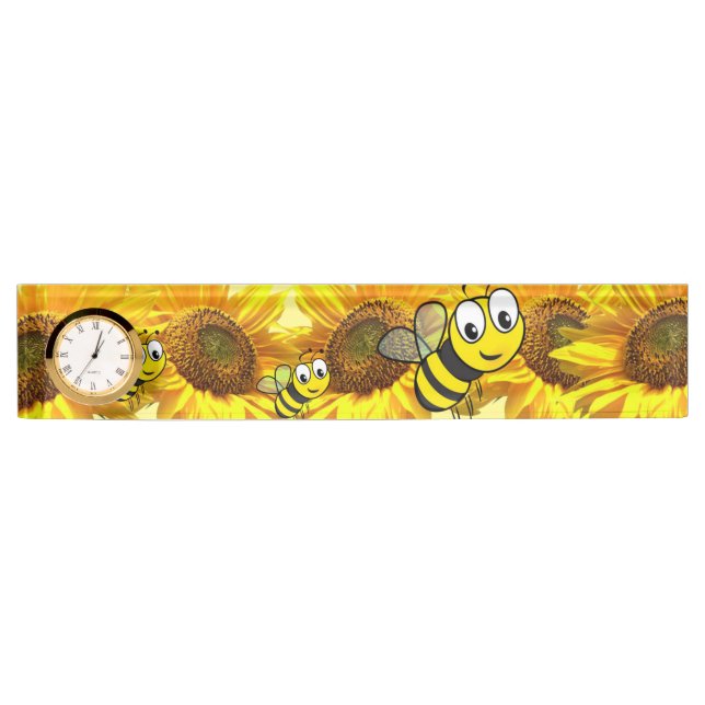 Sunflower Bumblebee Desk Nameplate (Front)