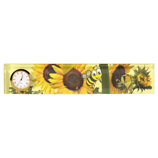 Sunflower Bumblebee Desk Nameplate (Front)