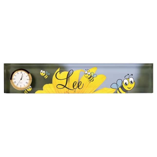 Sunflower Bumblebee Desk Nameplate (Front)