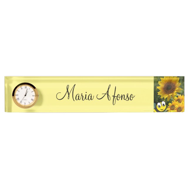 Sunflower Bumblebee Desk Nameplate (Front)