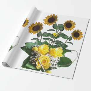 Sunflower Bumblebee Matte Wrapping Paper