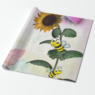 Sunflower Bumblebee Matte Wrapping Paper