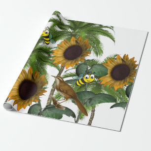 Sunflower Bumblebee Matte Wrapping Paper