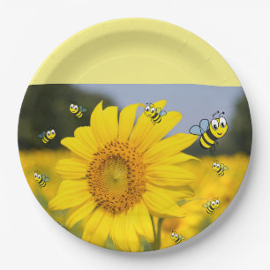 Sunflower Bumblebee Paper Plates