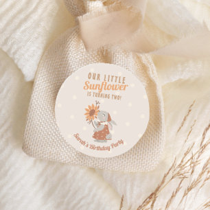 Sunflower Bunny Rabbit Birthday Classic Round Sticker