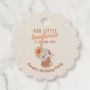 Sunflower Bunny Spring Birthday Favour Tags
