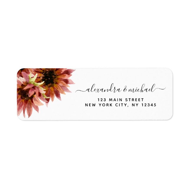 Sunflower Burgundy Country Watercolor Wedding (Front)