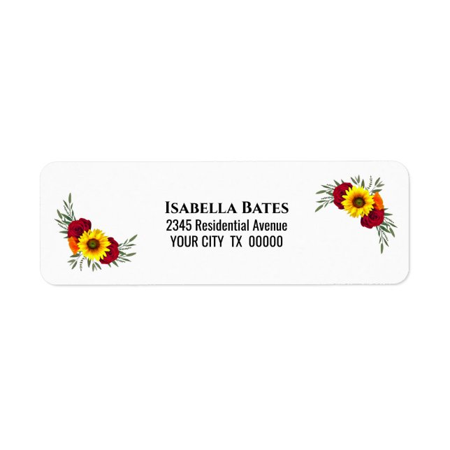 Sunflower Burgundy Rose Return Address (Front)