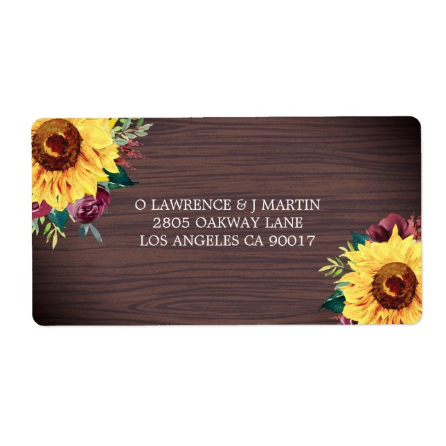 Sunflower Burgundy Rose Wood Wedding (Front)