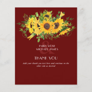 Sunflower Burgundy Wedding Thank You