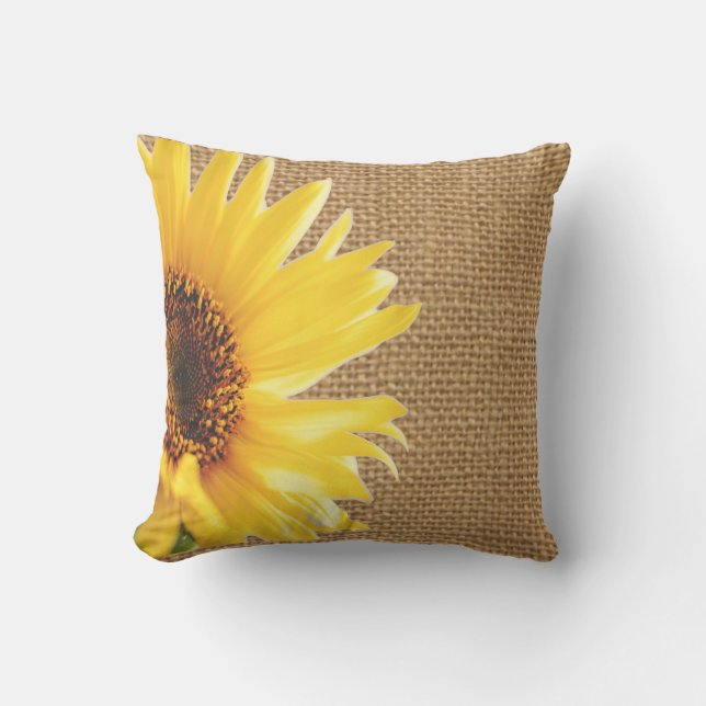 Sunflower Burlap Design  Pillow (Front)