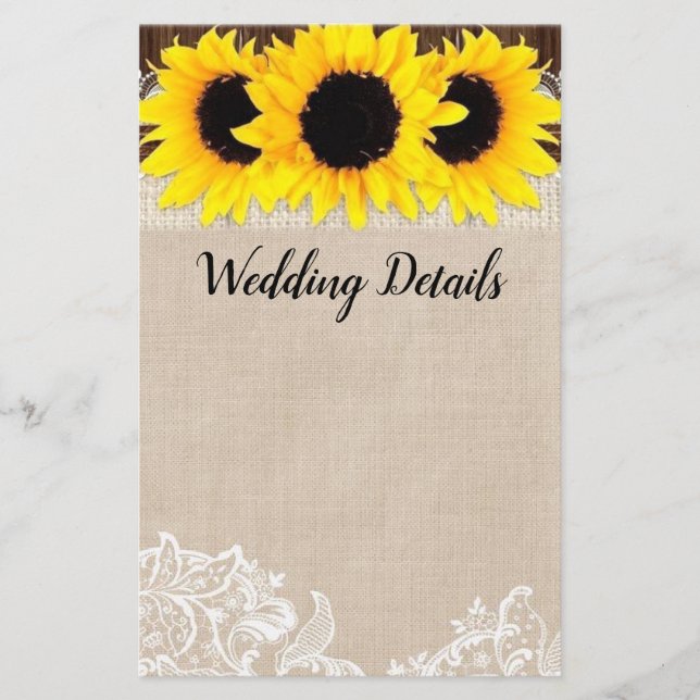 Sunflower Burlap Details Card (Front)