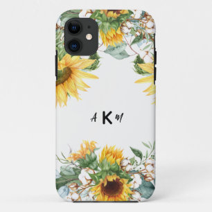 Sunflower Burst Combination Font Monogram  Case-Mate iPhone Case
