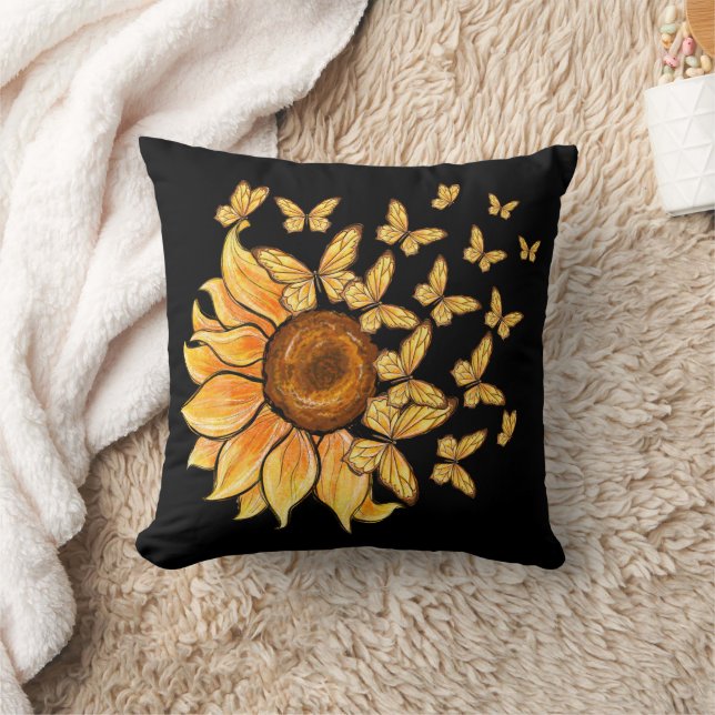 Sunflower Butterfly Cushion (Blanket)