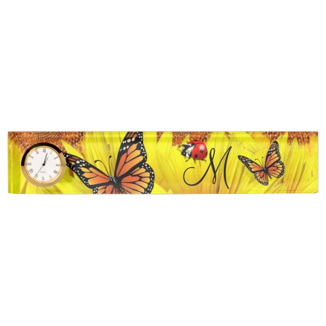 Sunflower Butterfly Desk Nameplate (Front)
