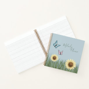 Sunflower Butterfly Floral Spiral Notebook