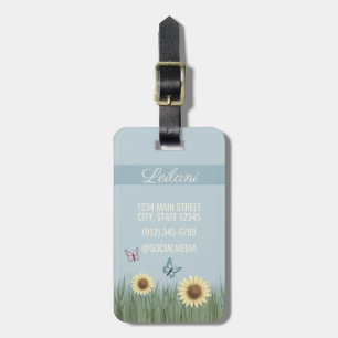 Sunflower Butterfly Floral Travel Luggage Tag