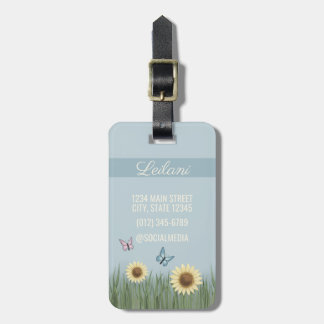 Sunflower Butterfly Floral Travel Luggage Tag