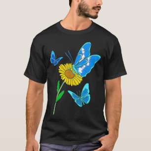 Sunflower Butterfly For Women Blue Morpho Butterfl T-Shirt