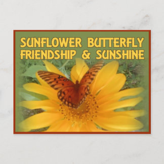 Sunflower Butterfly Friendship & Sunshine Postcard