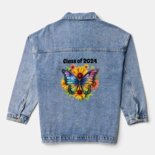 Sunflower Butterfly Graduation Denim Jacket