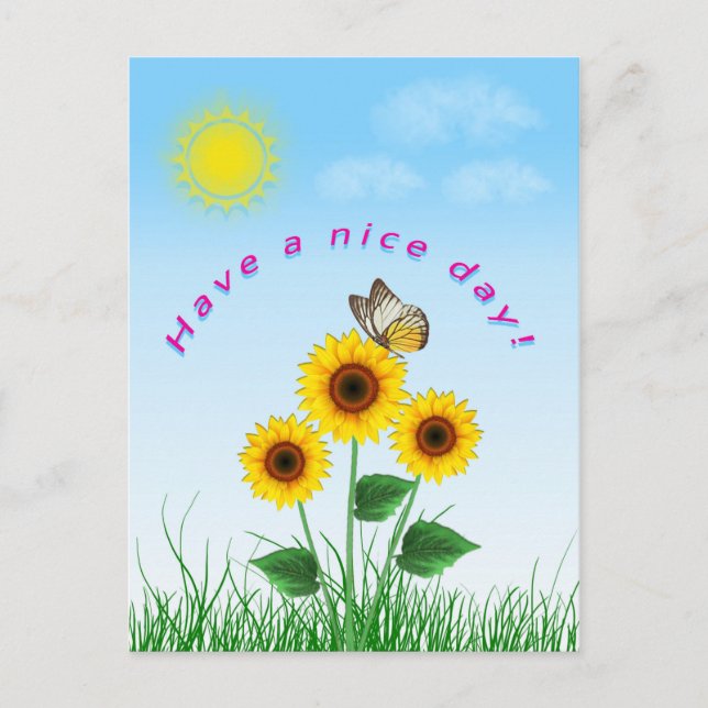 Sunflower Butterfly Have a Nice Day Postcard (Front)