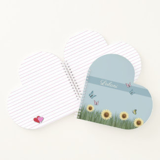 Sunflower Butterfly Heart Spiral Notebook