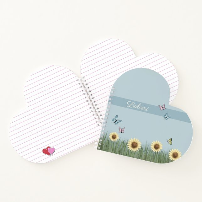 Sunflower Butterfly Heart Spiral Notebook (Inside)