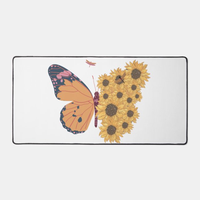 Sunflower Butterfly Hybrid Aesthetic Mouse Pad (Front)