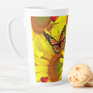 Sunflower Butterfly Latte Mug