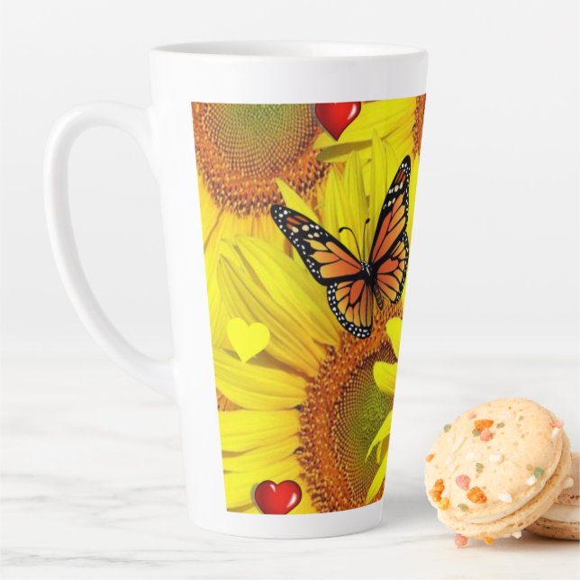 Sunflower Butterfly Latte Mug (In Situ)
