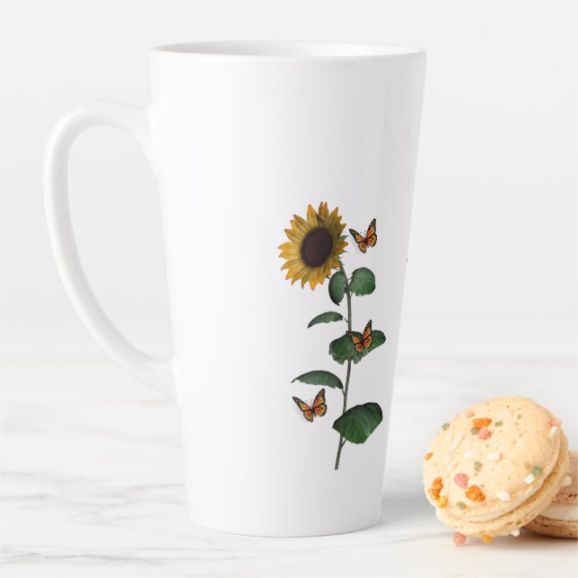 Sunflower Butterfly Latte Mug (In Situ)