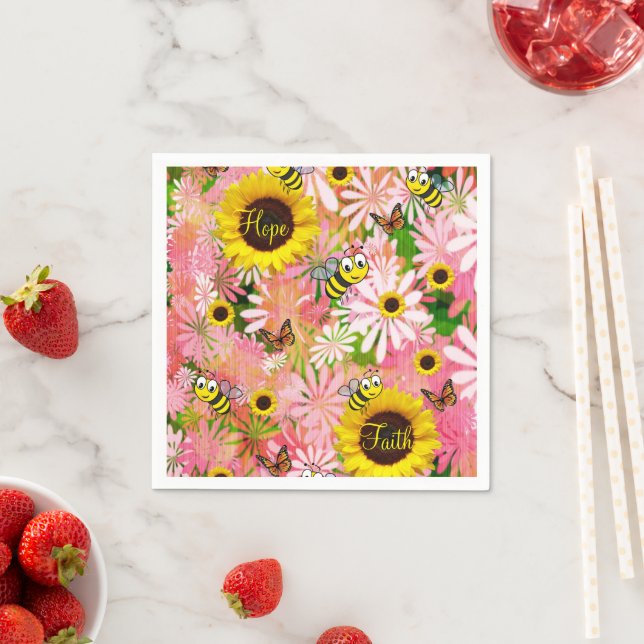 Sunflower Butterfly Paper Napkins (Insitu)