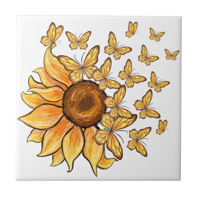 Sunflower Butterfly Tile (Front)