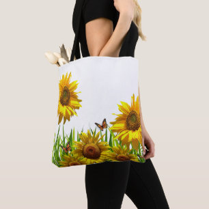 Sunflower Butterfly Tote Bag
