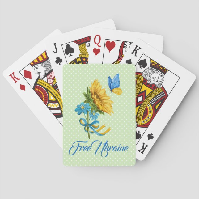 Sunflower & Butterfly Ukraine Support  Playing Cards (Back)