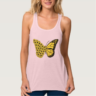 sunflower butterfly vintage women monarch singlet