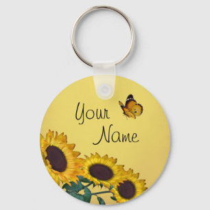Sunflower & Butterfly's Key Ring