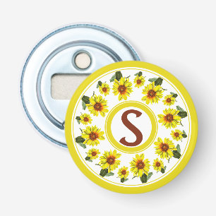 Sunflower Button Bottle Opener