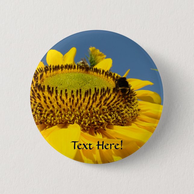 Sunflower button Bumblebee Yellow Sun Flower art (Front)