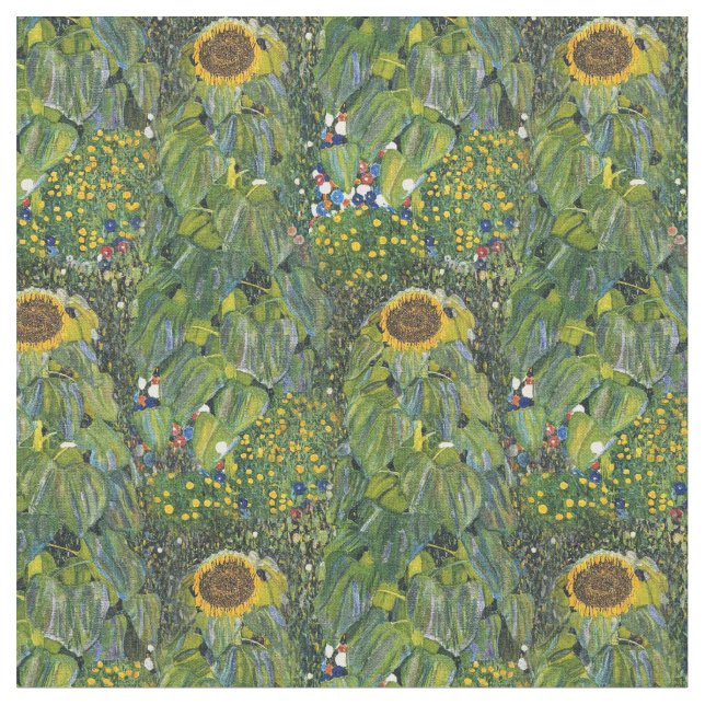 Sunflower by Gustav Klimt Fabric (Close Up)