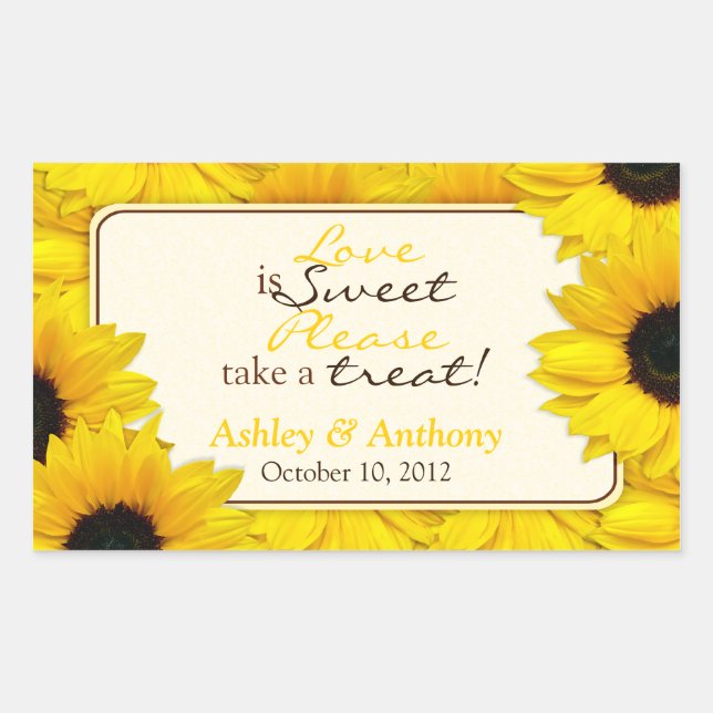 Sunflower Candy Buffet Wedding Stickers (Front)