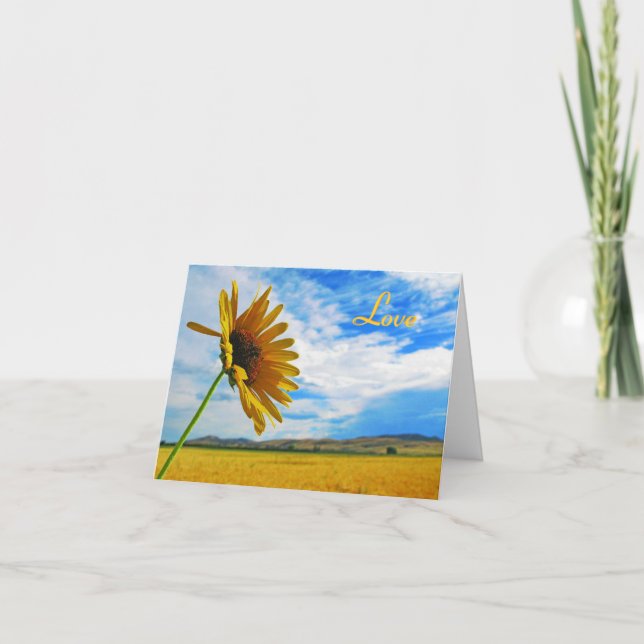 Sunflower Card; Love Notecard; Love You Holiday Card (Front)