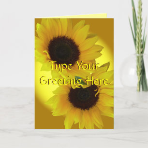 Sunflower Card Yellow Flower Greeting Card Custom