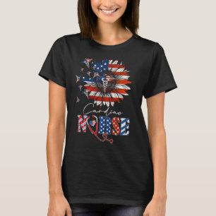 Sunflower Cardiac Nurse Stethoscope Usa Flag 4th O T-Shirt