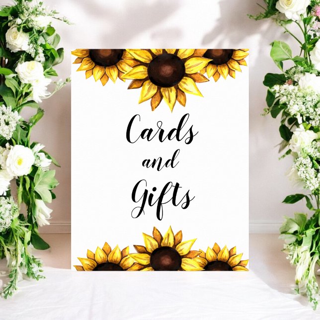 Sunflower Cards Gifts Yellow White Floral Poster (Creator Uploaded)