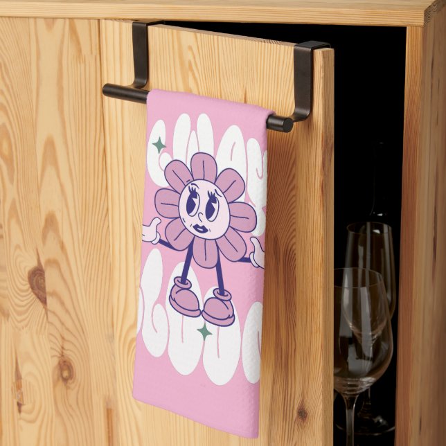Sunflower Cartoon Quote  Tea Towel (Thirds Fold)