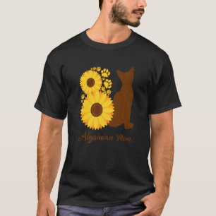 Sunflower Cat Mum Mother  Abyssinian Cat T-Shirt