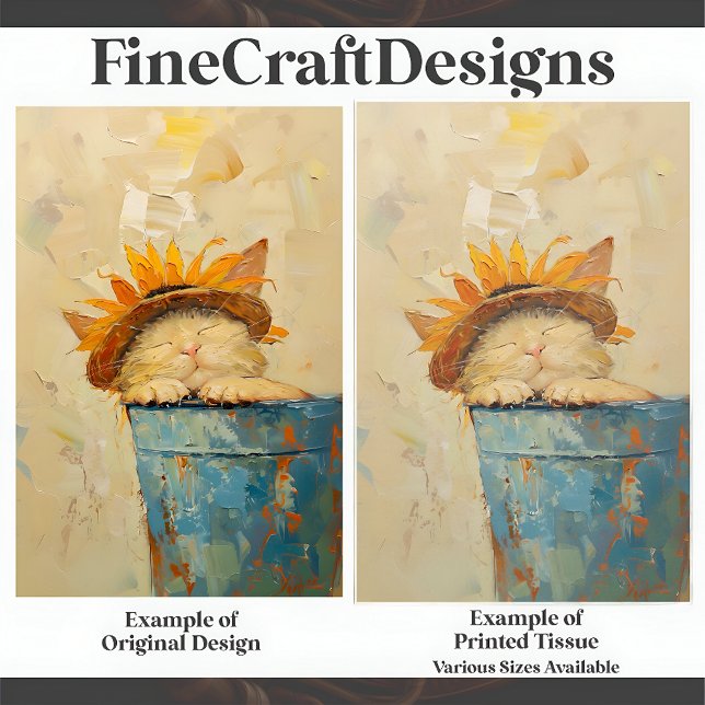 Sunflower Cat Nap Whimsical Oil Style Painting C3R Tissue Paper (Creator Uploaded)